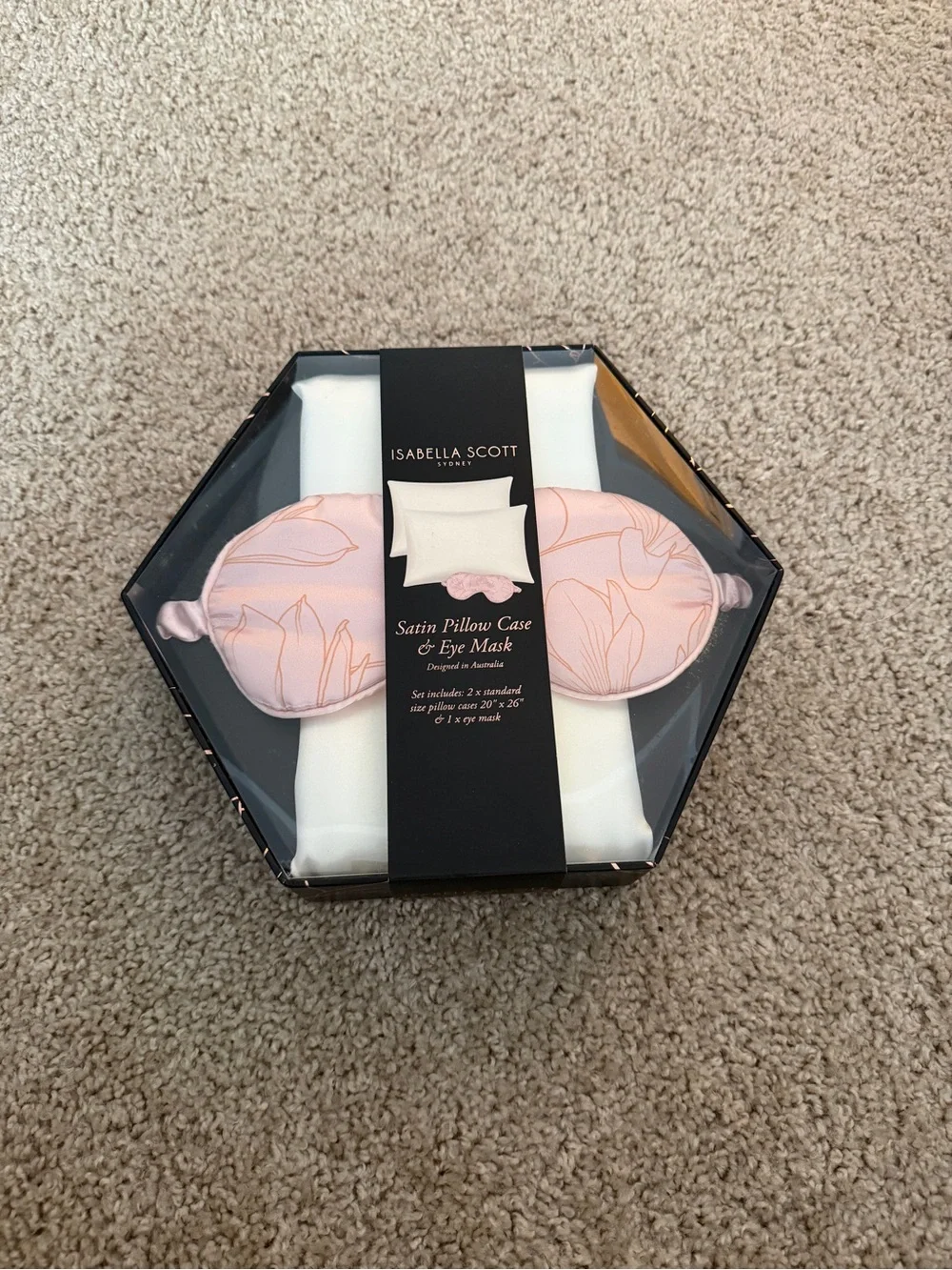 Satin Pillow Case & Eye Mask Set - Pink
